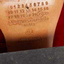 Pre Owned Maison Margiela Red Velvet Block Heel Zip Up Ankle Boots Size 41