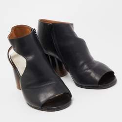 Pre Owned Maison Martin Margiela Black Leather Open Toe Sandals Size 37