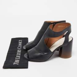 Pre Owned Maison Martin Margiela Black Leather Open Toe Sandals Size 37