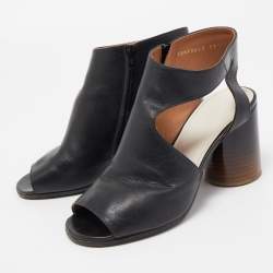 Pre Owned Maison Martin Margiela Black Leather Open Toe Sandals Size 37