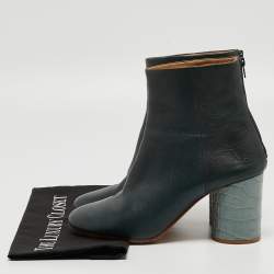 Pre Owned Maison Martin Margiela Green Leather Ankle Boots Size 40