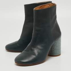 Pre Owned Maison Martin Margiela Green Leather Ankle Boots Size 40