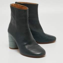 Pre Owned Maison Martin Margiela Green Leather Ankle Boots Size 40