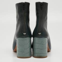 Pre Owned Maison Martin Margiela Green Leather Ankle Boots Size 40