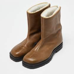 Pre Owned Maison Martin Margiela Brown Leather Midcalf Boots Size 39