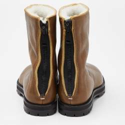 Pre Owned Maison Martin Margiela Brown Leather Midcalf Boots Size 39