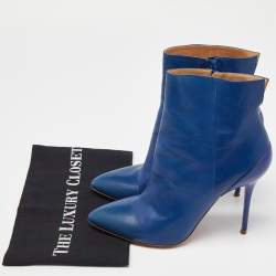 Pre Owned Maison Martin Margiela Navy Blue Leather Pointed Toe Ankle Booties Size 39