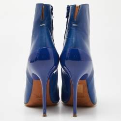 Pre Owned Maison Martin Margiela Navy Blue Leather Pointed Toe Ankle Booties Size 39