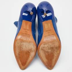 Pre Owned Maison Martin Margiela Navy Blue Leather Pointed Toe Ankle Booties Size 39