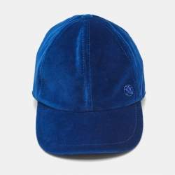 Pre Owned Maison Michel Paris Blue Velvet Tiger Cap M