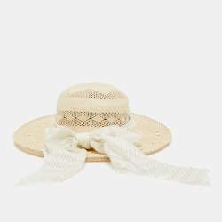 Maison Michel Paris Off White See Through Straw New Alice Hat M
