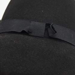Maison Michel Paris Black Blanche Felt Wide-Brim Hat M