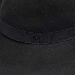 Maison Michel Paris Black Blanche Felt Wide-Brim Hat M