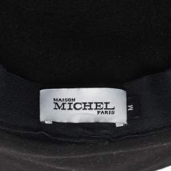 Maison Michel Paris Black Blanche Felt Wide-Brim Hat M