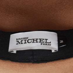 Pre Owned Maison Michel Paris Camel Brown Felt Henrietta Fedora Hat M