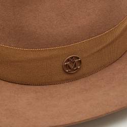 Pre Owned Maison Michel Paris Camel Brown Felt Henrietta Fedora Hat M