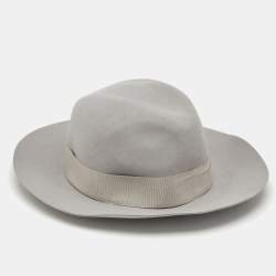 Pre Owned Maison Michel Paris Grey Felt Henrietta Fedora Hat M