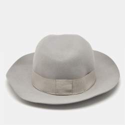 Pre Owned Maison Michel Paris Grey Felt Henrietta Fedora Hat M
