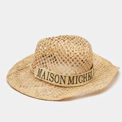 Pre Owned Maison Michel Paris Beige Straw Sun Hat M