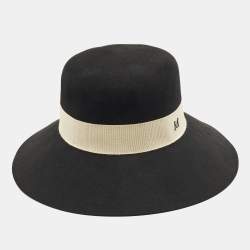 Pre Owned   Maison Michel x Karl Langerfield Black Felt Kendall Fedora Hat S