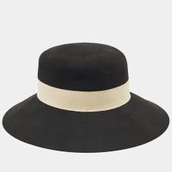 Pre Owned   Maison Michel x Karl Langerfield Black Felt Kendall Fedora Hat S