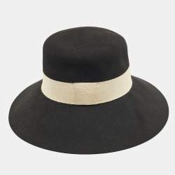 Pre Owned   Maison Michel x Karl Langerfield Black Felt Kendall Fedora Hat S