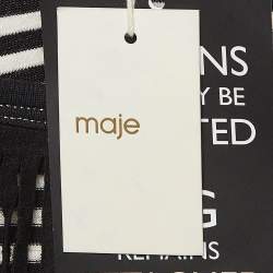 Maje Black/White Stripe Cotton Fringed Detail T-Shirt M