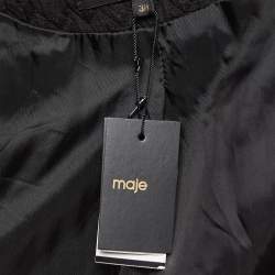 Maje Black Flocked Tonal Cotton Blend Blazer M