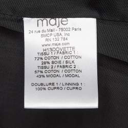 Maje Black Flocked Tonal Cotton Blend Blazer M