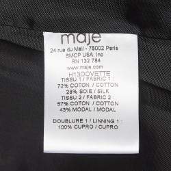 Maje Black Flocked Tonal Cotton Blend Blazer M