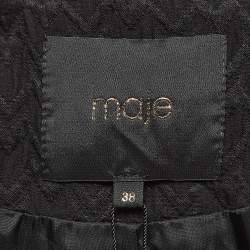 Maje Black Flocked Tonal Cotton Blend Blazer M