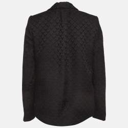 Maje Black Flocked Tonal Cotton Blend Blazer M