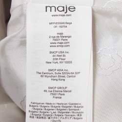 Maje Beige Pinstripe Wool Blend Double Breasted Blazer S