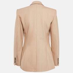 Maje Beige Pinstripe Wool Blend Double Breasted Blazer S