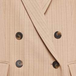 Maje Beige Pinstripe Wool Blend Double Breasted Blazer S