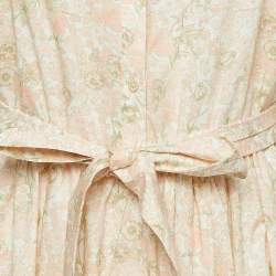 Maje Pink Floral Print Cotton Cut-Out Embroidered Short Dress M