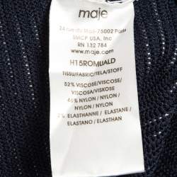 Pre Owned Maje Navy Blue Stripe Stretch Knit Moulante Nuit Dress S