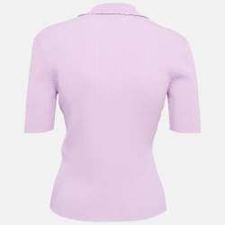 Maje Purple Rib Knit Buttoned Mimosalia Top M