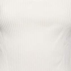 Maje White Cut Out Rib Knit Embellished Top M