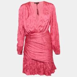 Maje Pink Crepe Draped Mini Dress L