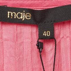 Maje Pink Crepe Draped Mini Dress L