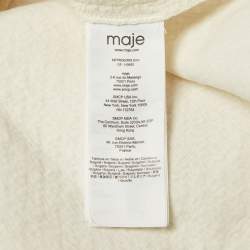 Pre Owned Maje White Tweed Open Front Detail Mini Dress L