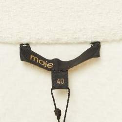 Pre Owned Maje White Tweed Open Front Detail Mini Dress L