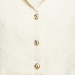 Pre Owned Maje White Tweed Open Front Detail Mini Dress L