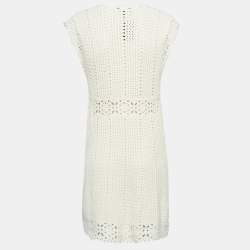 Pre Owned Maje Cream Crochet Knit Sleeveless Rebelle Mini Dress M