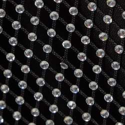 Pre Owned Maje Black Rhinestone Embellished Mesh Mini Dress XL