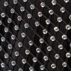 Pre Owned Maje Black Rhinestone Embellished Mesh Mini Dress XL