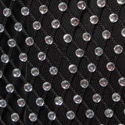 Pre Owned Maje Black Rhinestone Embellished Mesh Mini Dress XL