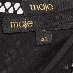 Pre Owned Maje Black Rhinestone Embellished Mesh Mini Dress XL