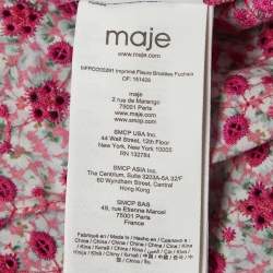 Maje Pink Imprime Fleu Print Cotton Puff Sleeve Jumpsuit M